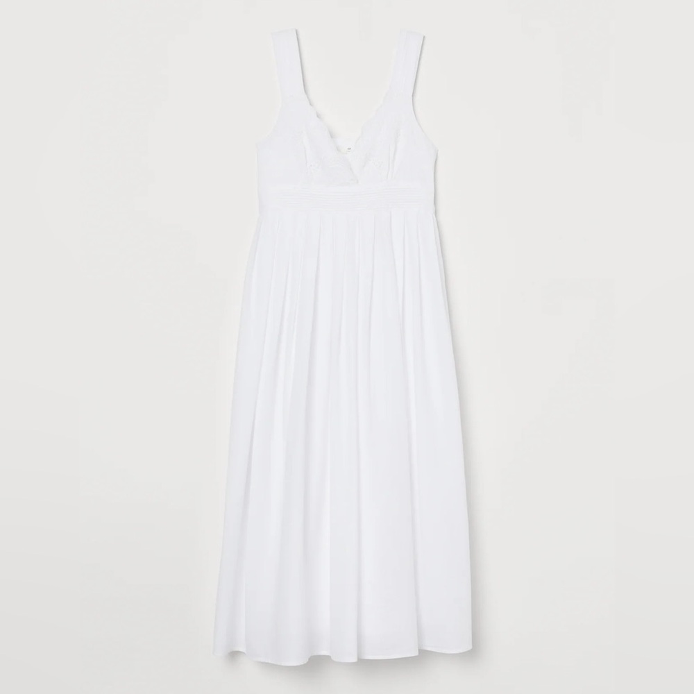H&M Cotton Maxi Dress with Embroidery